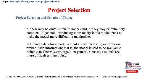 project selection models criteria of choice