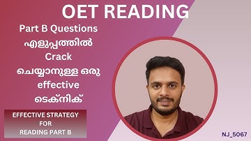 OET Reading Tips in Malayalam: Effective Strategy to Solve Part B Questions