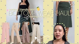 Summer Bottom Haul Starting from ₹299🍋✨ || Wardrobe staples🤍