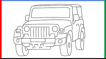 How to draw Mahindra Thar step by step for beginners | how to draw Mahindra Roxor off-road vehicle?