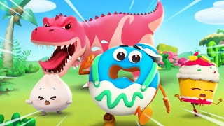 go away dino learn colors yummy foods animation for kids kids cartoon babybus