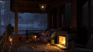 Cozy Porch Ambience with Gentle Smooth Jazz 🌧️ Relaxing Rainforest Ambience Sounds for Stress Relief