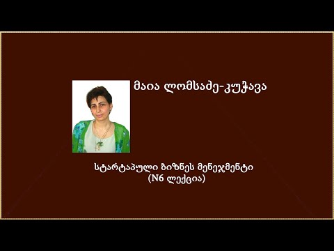 მ.ლომსაძე-კუჭავა. სტარტაპული ბიზნეს მენეჯმენტი (მე-6 ლექცია)