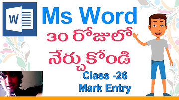 Ms Word Classes in Telugu - Class - 26 |😜| Reference Tab | Mark Entry