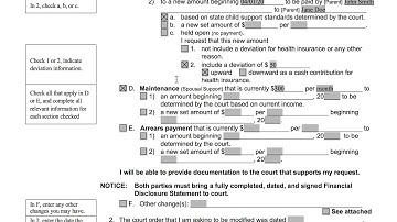 Completing the Financial Sections of the Modification Motion