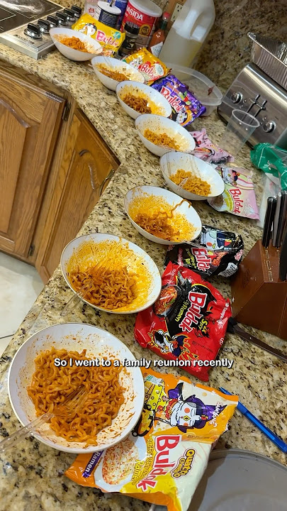 Setting up a spicy noodle challenge for my cousins