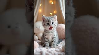 Cute Gray Kitten Sings Just For You
