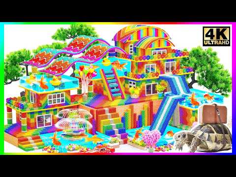 ASMR x 1.5 - Building Villa With Wavy Rooftop And Water Slide into UnderGround Swimming Pool