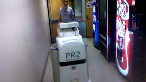 Brown PR2 person following and map building: second hallway and lobby