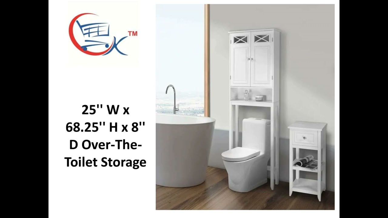 Corner Bathroom Cabinet: 25'' W x 68.25'' H x 8'' D Over-The-Toilet Storage