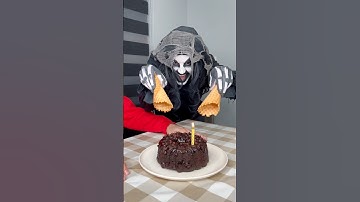 Monster steals some of his birthday cake 🎂🤣 #shorts