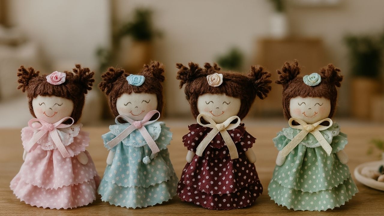 INCRÍVEL! Boneca de Fuxico Feita com Garrafa Pet – DIY Criativo