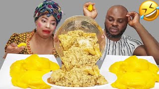 MY DRESSING GOT MY HUSBAND UPSET *HILARIOUS* | ASSORTED EGUSI SOUP WITH STARCH | AFRICAN FOOD PRANK
