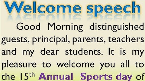 Welcome speech for Annual sports day in English by teacher | Anchoring script |Smile Please World