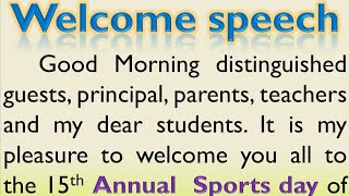 Welcome speech for Annual sports day in English by teacher | Anchoring script |Smile Please World