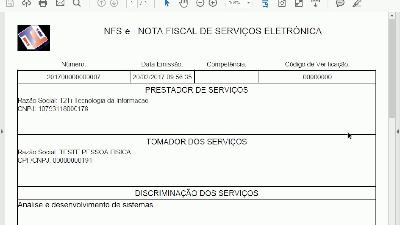 NFS-e - Nota Fiscal de Serviço(s) Eletrônica