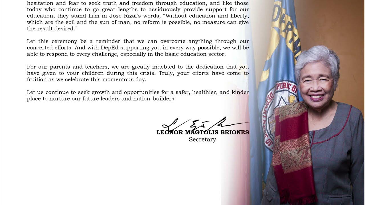DEPED SECRETARY GRADUATION MESSAGE YouTube