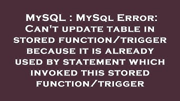 MySQL : MySql Error: Can
