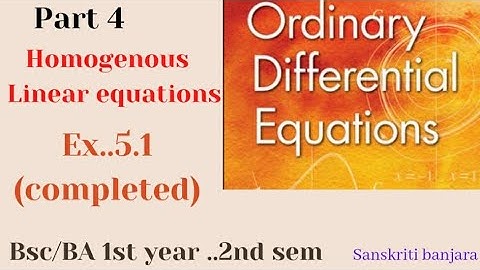 ex..5.1..(part 4) .. homogeneous Linear equations 🔥..ode..bsc/BA..ist  YEAR ..2nd sem