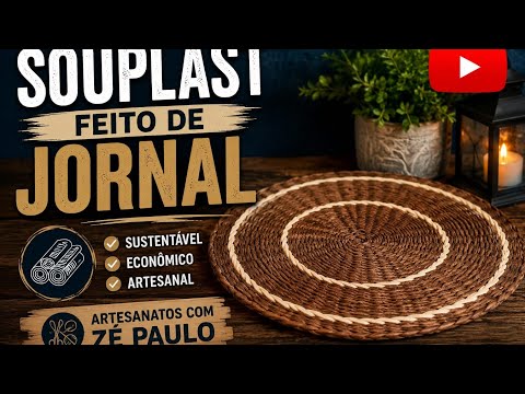 Como Fazer um lindo Souspat com Canudos de Papel @ArtesanatocomZéPaulo
