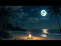 12 Hours Night Ocean Beach Campfire Full Moon Waves Fire Sounds No Ads Deep Relaxation 