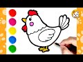 Chicken Drawing Easy | How to Draw a Chicken Step by Step For Kids | Easy Animal Drawings