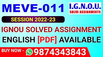 MEVE-011 Solved Assignment 2022-23 in English, MEVE 11 Solved Assignment 2023, MEVE 11 Assignment