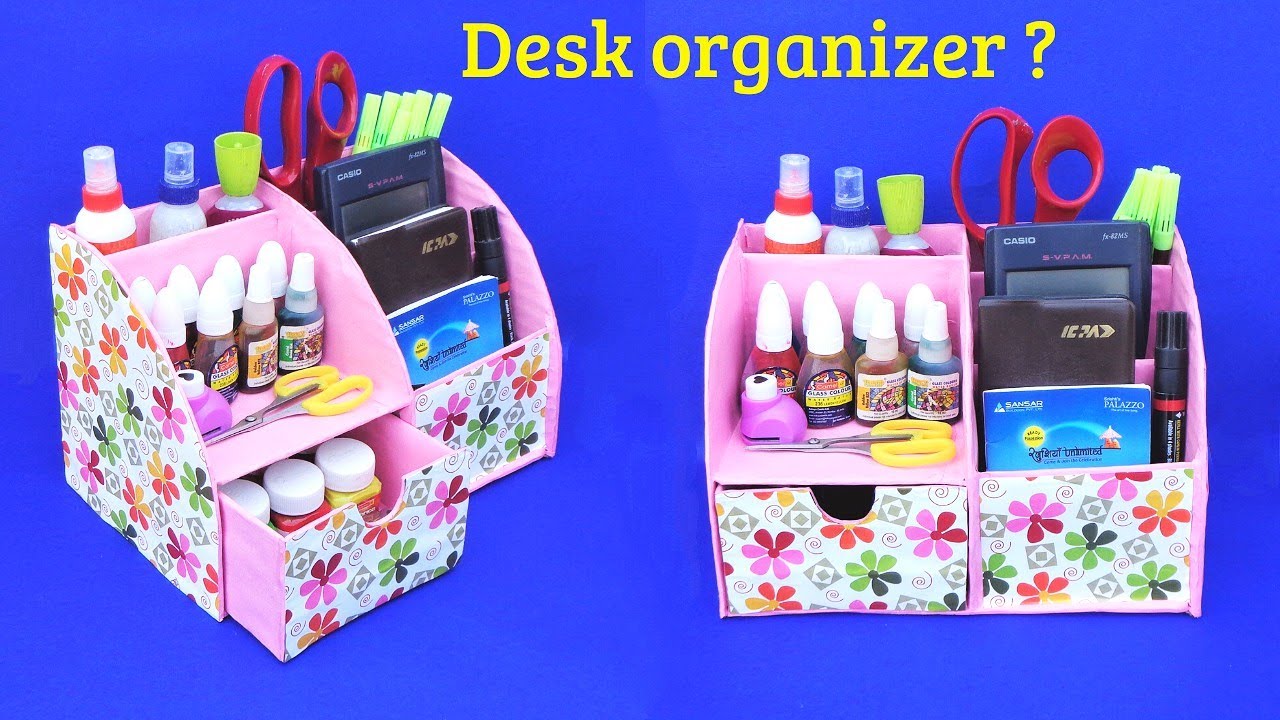 How to make Desk Organizer with waste cardboard | Best out of waste ...
