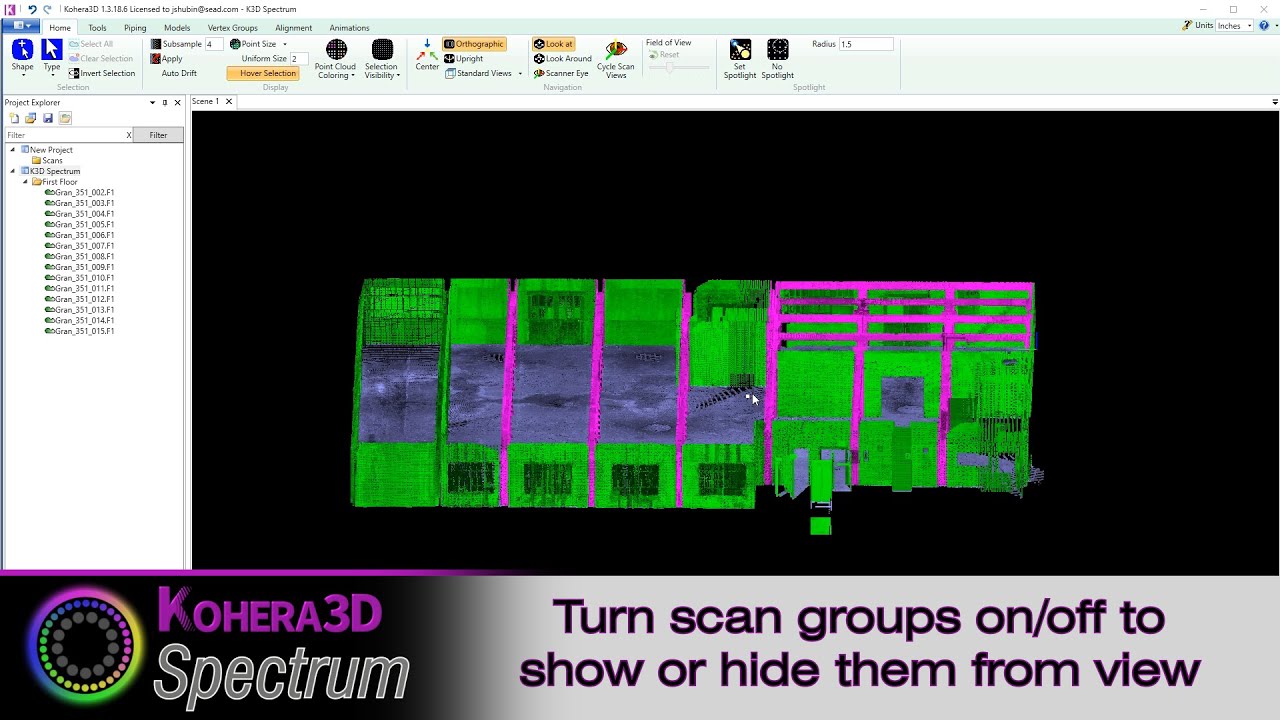 Kohera3D Spectrum - Software for isolating 3D laser scan data to custom groups.
