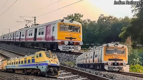 High speedy Intercity express+Emu local back to back crossing 90° Curve || Indian railways