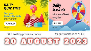 Amazon All Quiz Answers Today | 20 August 2023 | @dailyquiztime #amazonfunzon