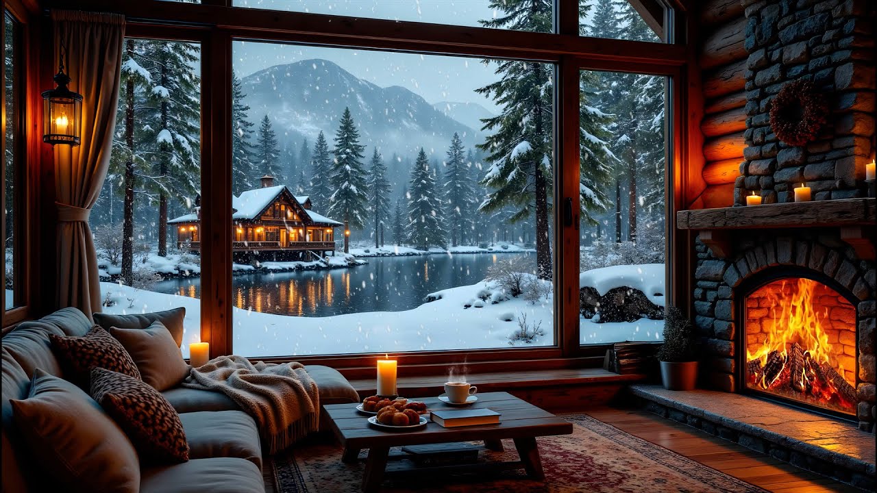 Спокойная Зимняя Кофейня ❄️🔥 Нежная Джазовая Фортепианная Музыка И Камин Создают Идеальную Атмос...