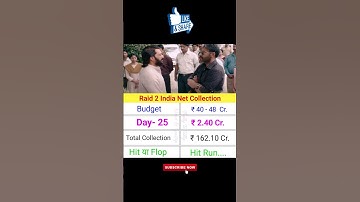 Raid 2 India Net Collection Day- 25 || #raid2 #ajaydevgan #riteishdeshmukh #vaanikapoor #shorts