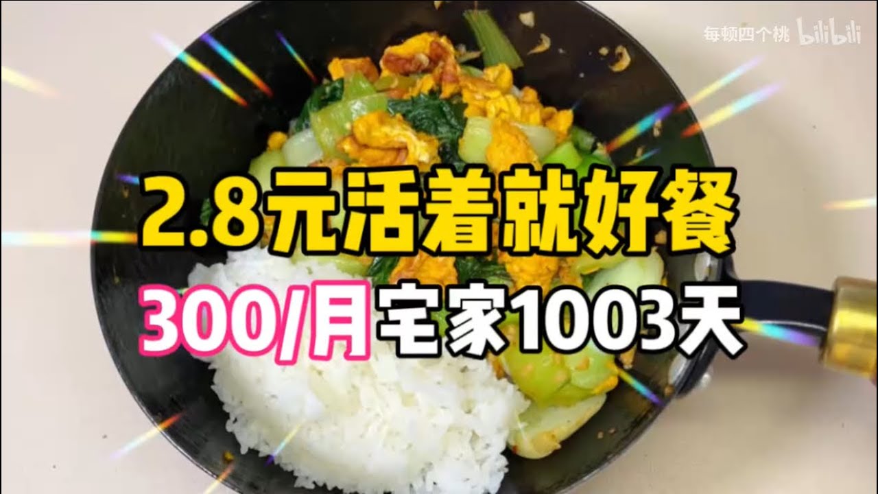 2.8元活着就好餐！95女生不上班1003天！青菜炒蛋盖饭～#food #美食 #美食教程 #好吃还顶饱 