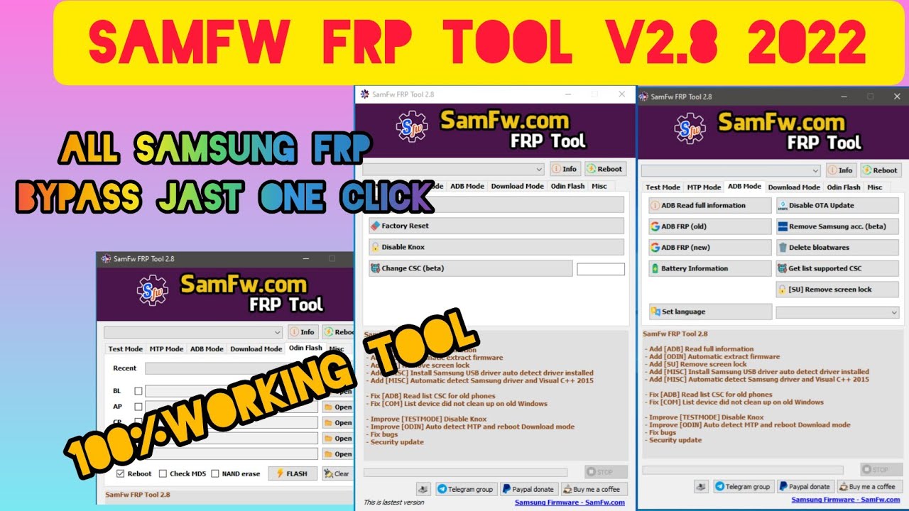 Samfw FRP Tool. Samfw_FRP_Tool_v3.1. Samfw FRP Tool 3.31 download. Samfw FRP Tool Version 4.6 download. Samfw frp tool 4.9