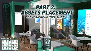 C4D Exhibition Booth Design Part 2: Premium Asset Placement &amp; Spatial Planning
