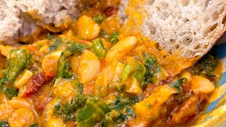 North African Harissa Butter Bean Dish w/ Homemade Artisan Bread — NON VEGAN ?