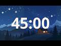 45 Minute Timer 🌌 Cozy Night Cabin &amp; Starry Sky (No Music) Night Ambience