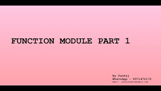 Function Module - Part 1-  Regular Function Module