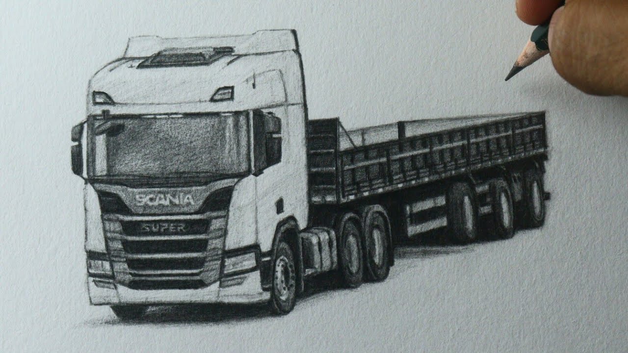 Como desenhar Carreta Scania 450s arqueada 