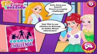 Disney Princess Elsa Anna Rapunzel and Cinderella in Cosplay Challenge