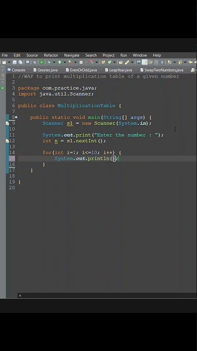 Program to print multiplication table of given number in Java || User ...