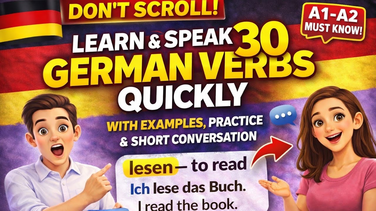 30 German Action Verbs for Beginners 🇩🇪 (A1–A2) | Daily Conversation Practice