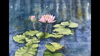 How to paint water lilies in watercolor | watercolor flower painting