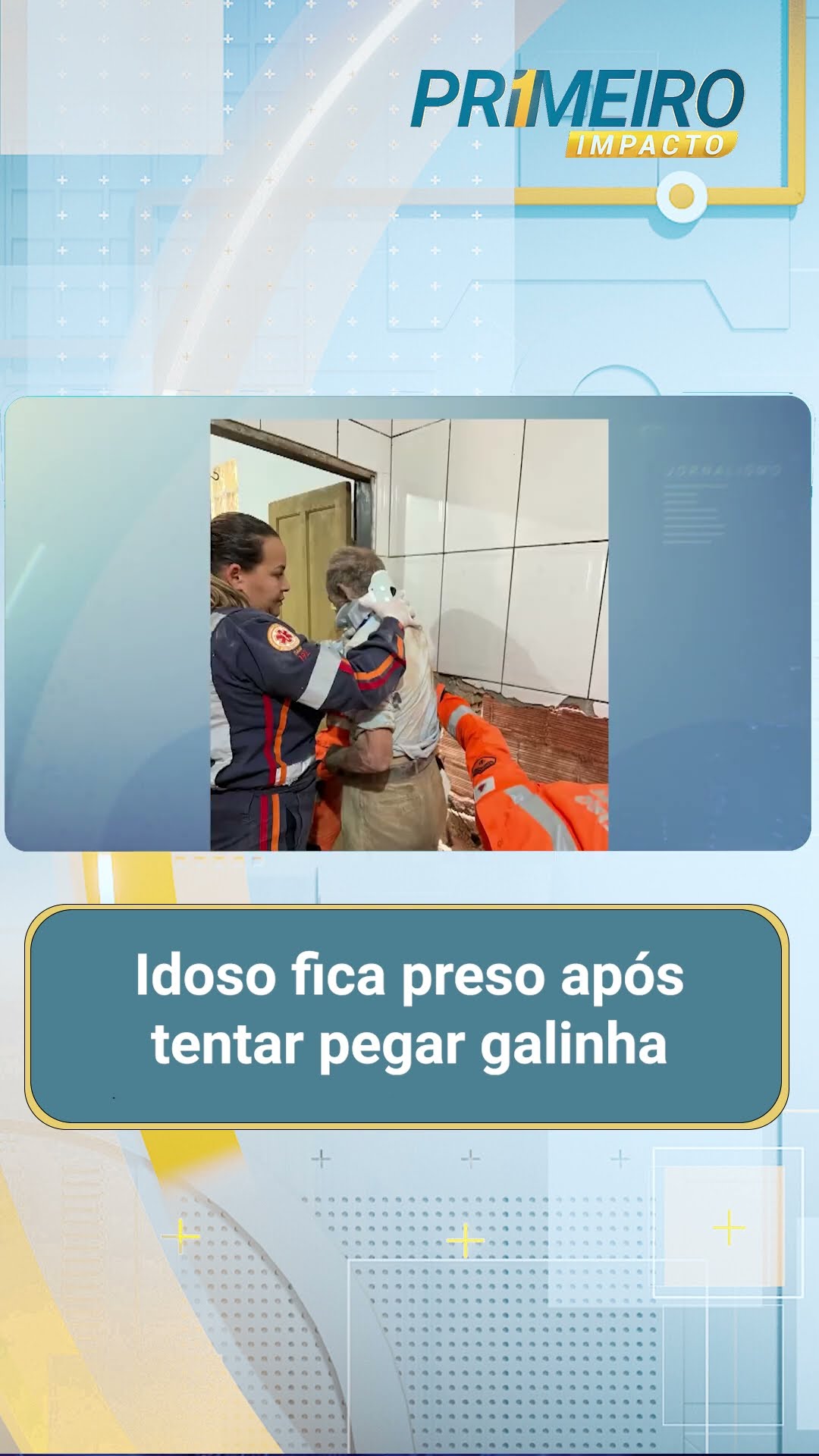 Idoso fica preso em parede após tentar pegar galinha