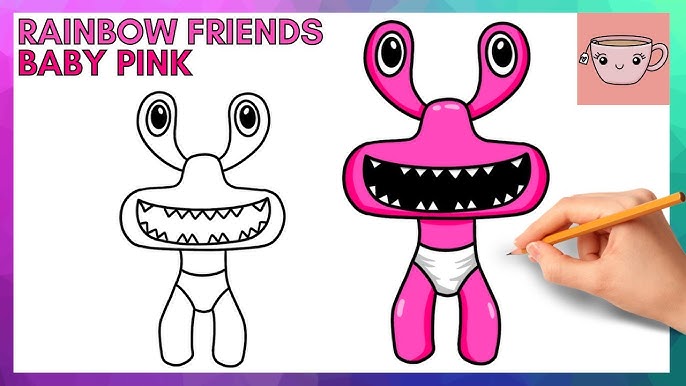 How To draw Baby blue From Rainbow Friends - Roblox Art 