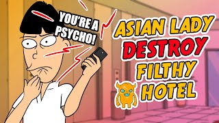 Asian Lady on Drugs Destroys Filthy Motel (#2)