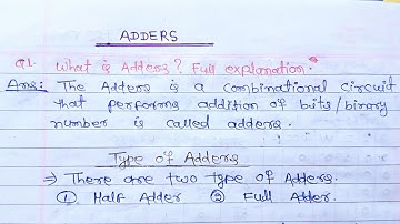 what is Adders? full explanation in hindi | what is Half Adder