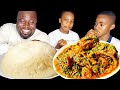 Revenge Prank on my Kids 🤣🤣Asmr African Food Mukbang and Pounded Yam Fufu with Vegetable Soup