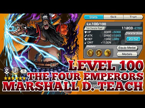 LEVEL 100 THE FOUR EMPERORS MARSHALL D TEACH GAMEPLAY ONE PIECE BOUNTY RUSH OPBR 